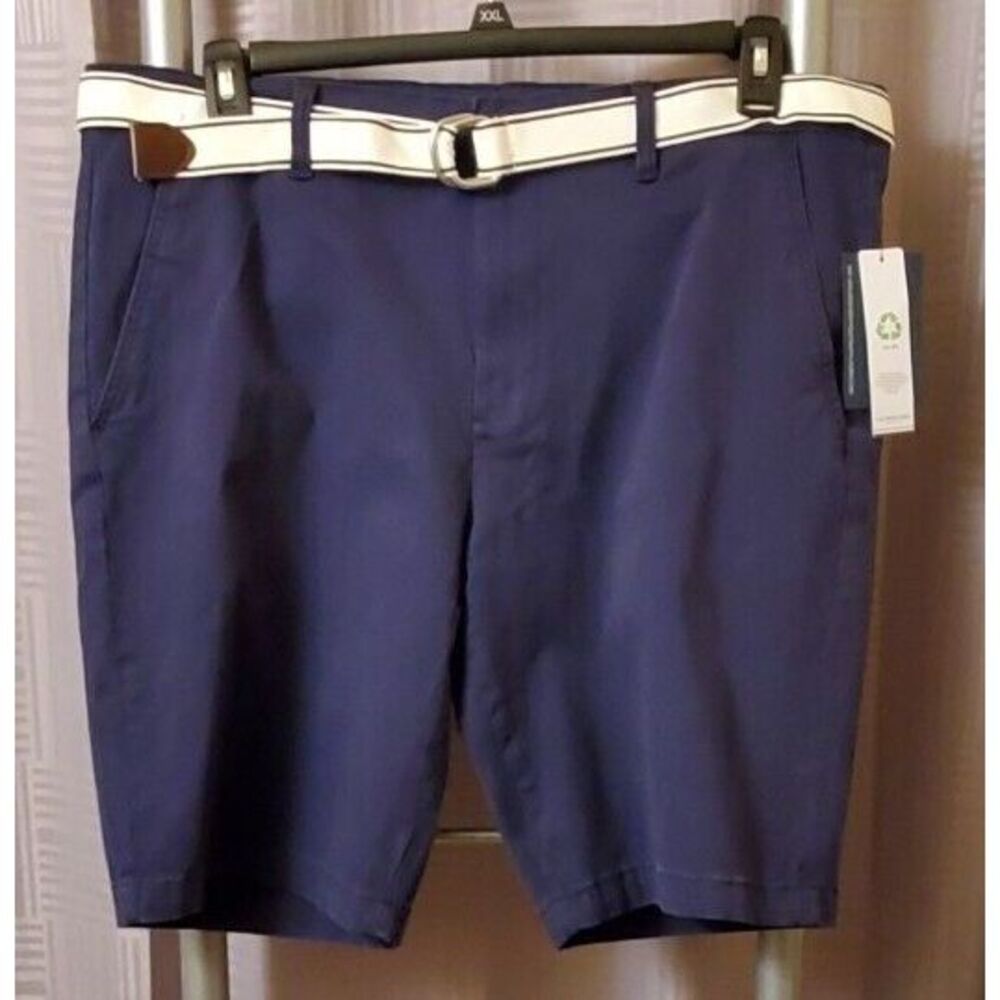NWT US Polo Assn Navy Shorts Mens 38 with Canvas Belt Navy and White